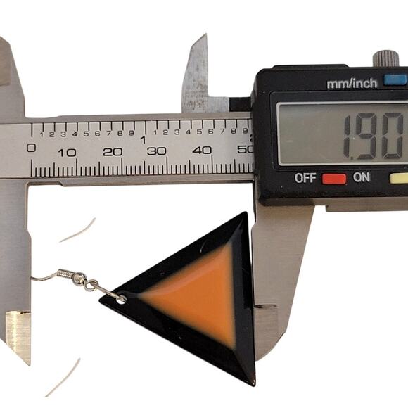 Orange Triangle Earrings Lightweight Plastic Dangle 1.9" Y2K Festival 1980's - Picture 4 of 7